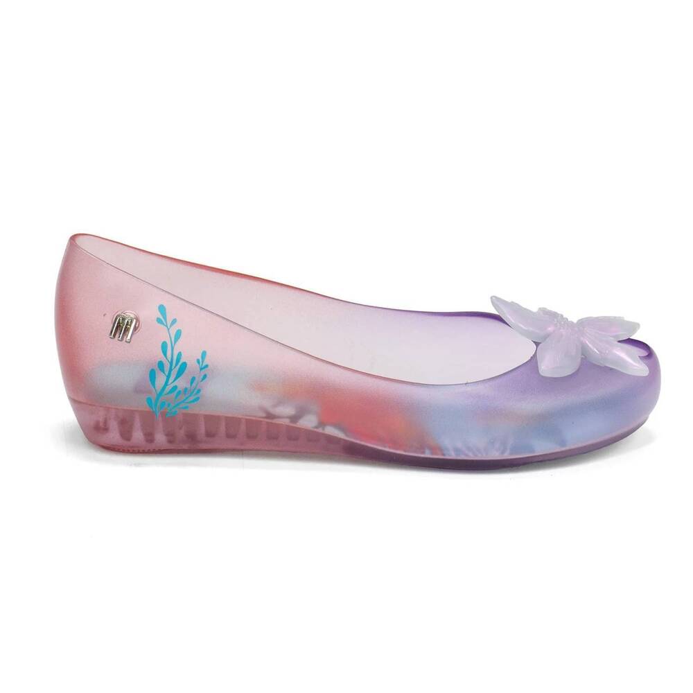 NEW MINI MELISSA girls' ultragirl and little mermaid flats in clear violet/pink